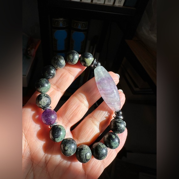 KAMBABA + FLUORITE NATURAL STONES BRACELET size 7.5” - Picture 11 of 11